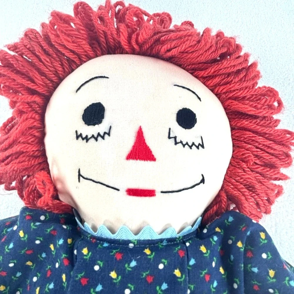 Vtg Raggedy Ann Doll Stuffed Plush Toy Red Hair Blue Dress 80s Collectible 19